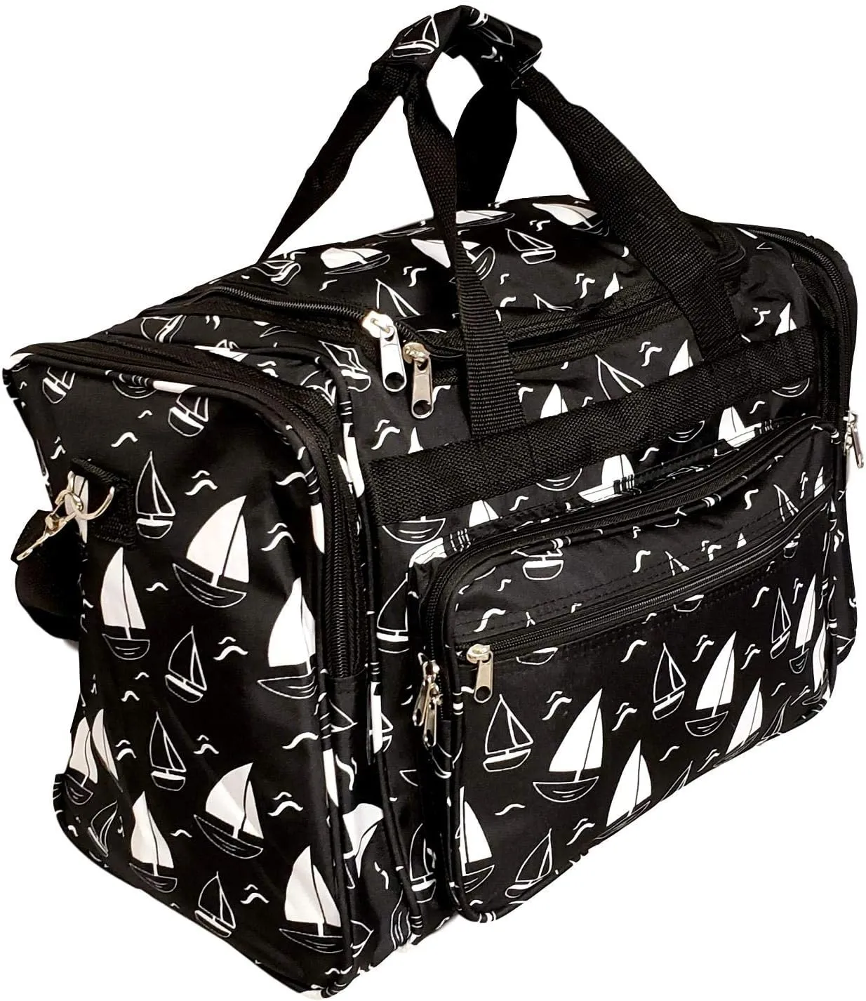 19" Fashion Multi Pocket Duffle Bag - Personalization Available (Blank - Sailboat)