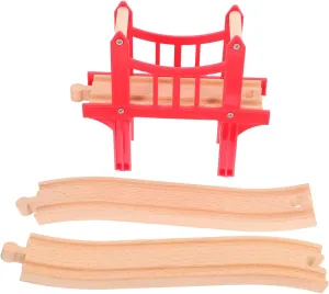 1set Wooden Train Track Bridge with Track Support Compatible Train Accessories for Boys and Girls Expandable Play Scenes Wooden Construction Includes Bridge Curves