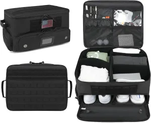 2 Layer Golf Trunk Organizer, Golf Car Locker with Individual Ventilated Compartment for 2 Pairs Shoes, Golf Car Storage Organizer for Balls, Clothes, Tees, Gloves, Accessories
