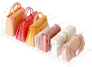 2 Pack Acrylic Purse Organizer - Adjustable Shelf Dividers for Wallet, Bag, Book - Clear Closet Organizers and Storage