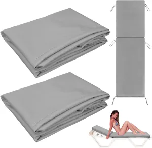 2 Pcs Waterproof Chaise Lounge Cushion Cover Outdoor (Not Includes Cushion) 72 x 21 x 3 Inch Chair Replacement Cover Chaise Slipcover with Zipper Ties for Patio Pool (Light Grey)