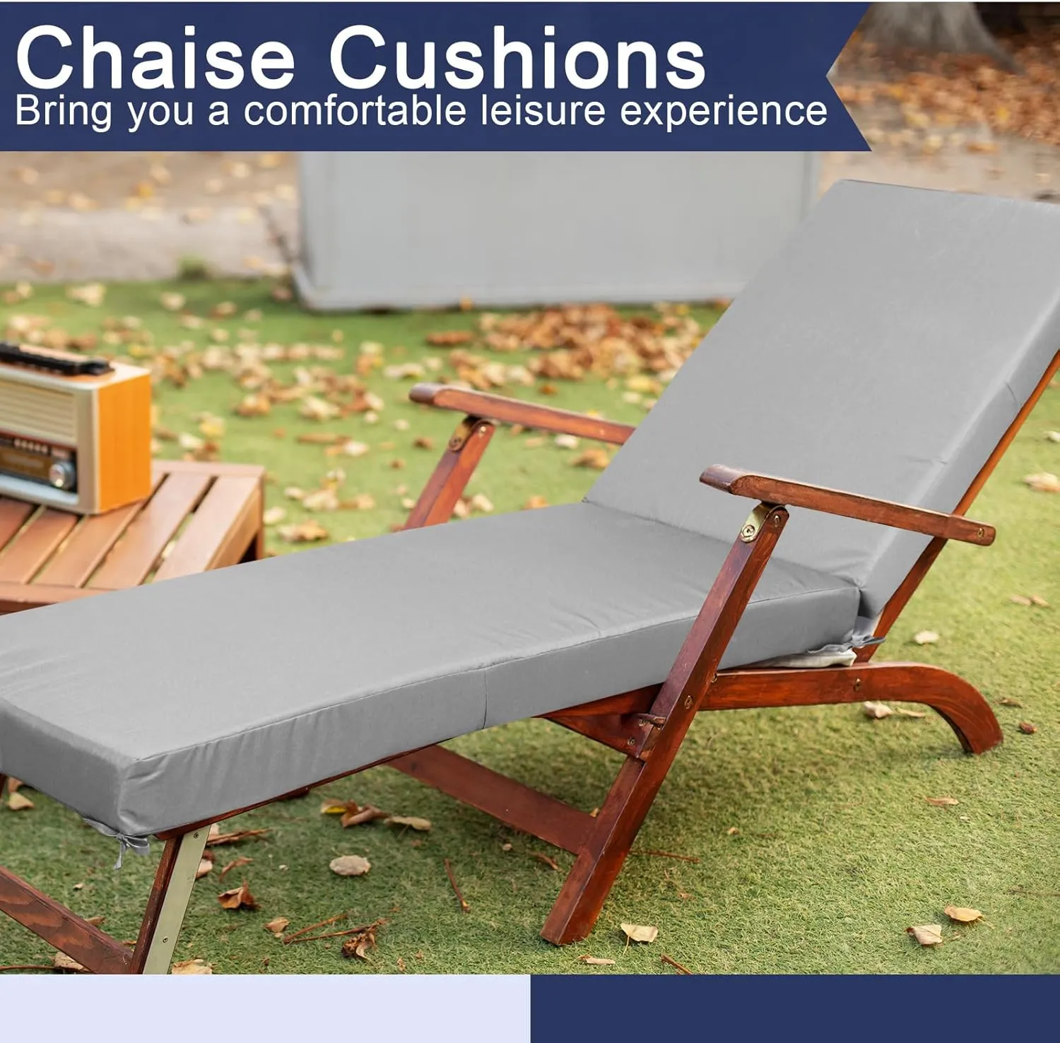 2 Pcs Waterproof Chaise Lounge Cushion Cover Outdoor (Not Includes Cushion) 72 x 21 x 3 Inch Chair Replacement Cover Chaise Slipcover with Zipper Ties for Patio Pool (Light Grey)