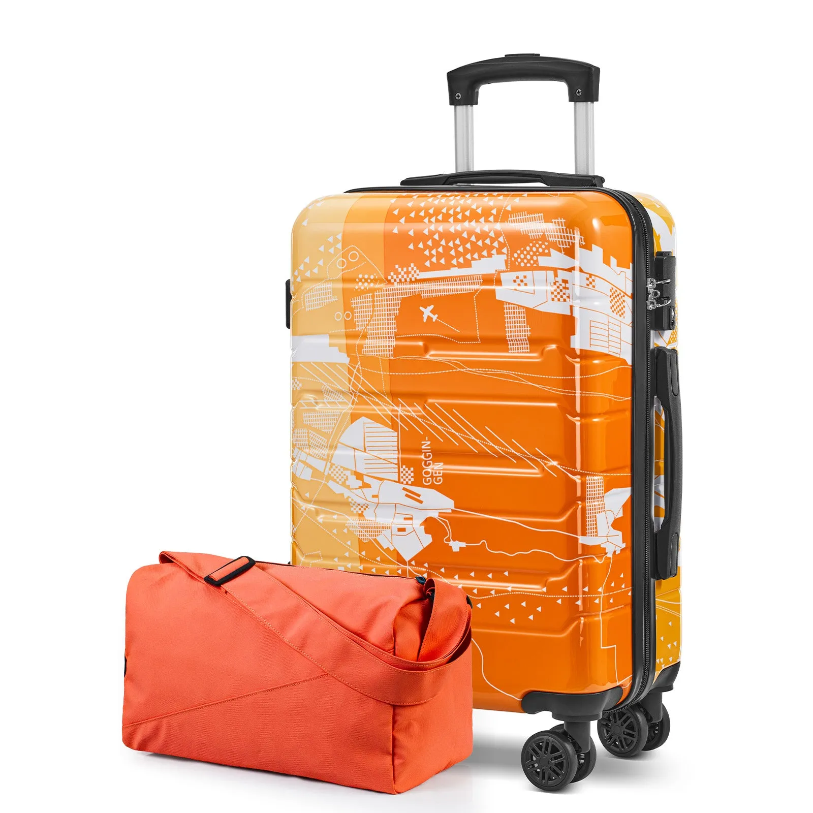 20 inch Carry on Luggage with Spinner Wheels, Lightweight Suitcase With Duffle Bag,Weekender Bag Bag Tote Bags for Women