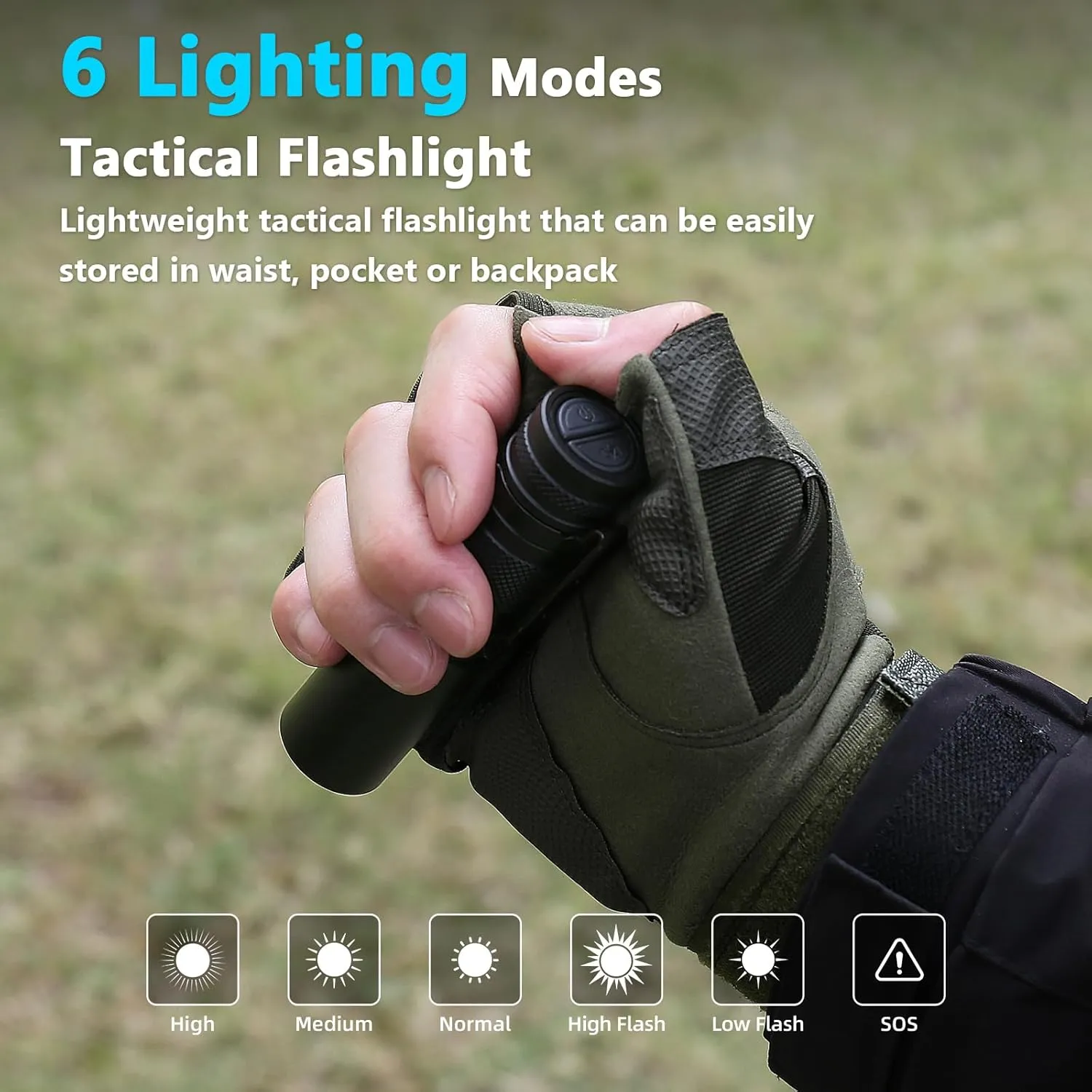 2000LM EDC Tactical Flashlight IP65 Waterproof With 6 Mode,Rechargeable High Lumens LED Pocket Flashlight,14Hr(2600mAh) Battery Life For Daily Home Use, Adventure, Tactical Outdoor, Emergency