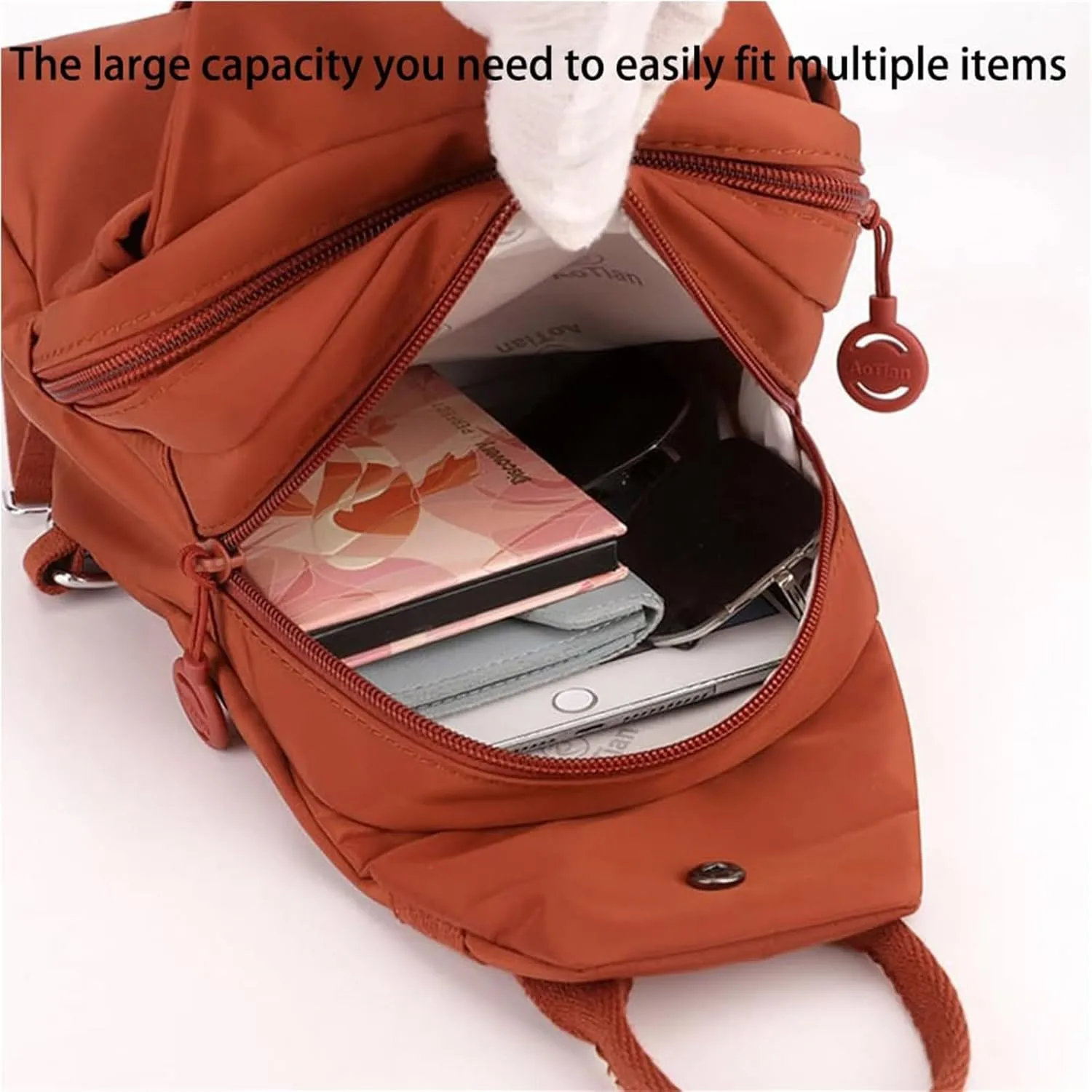 2025 Backpack Chest Bag Double Zipper Large Capacity,Adjustable Shoulder Strap Multi-layer Waterproof Oxford Fabric (Light Khaki)
