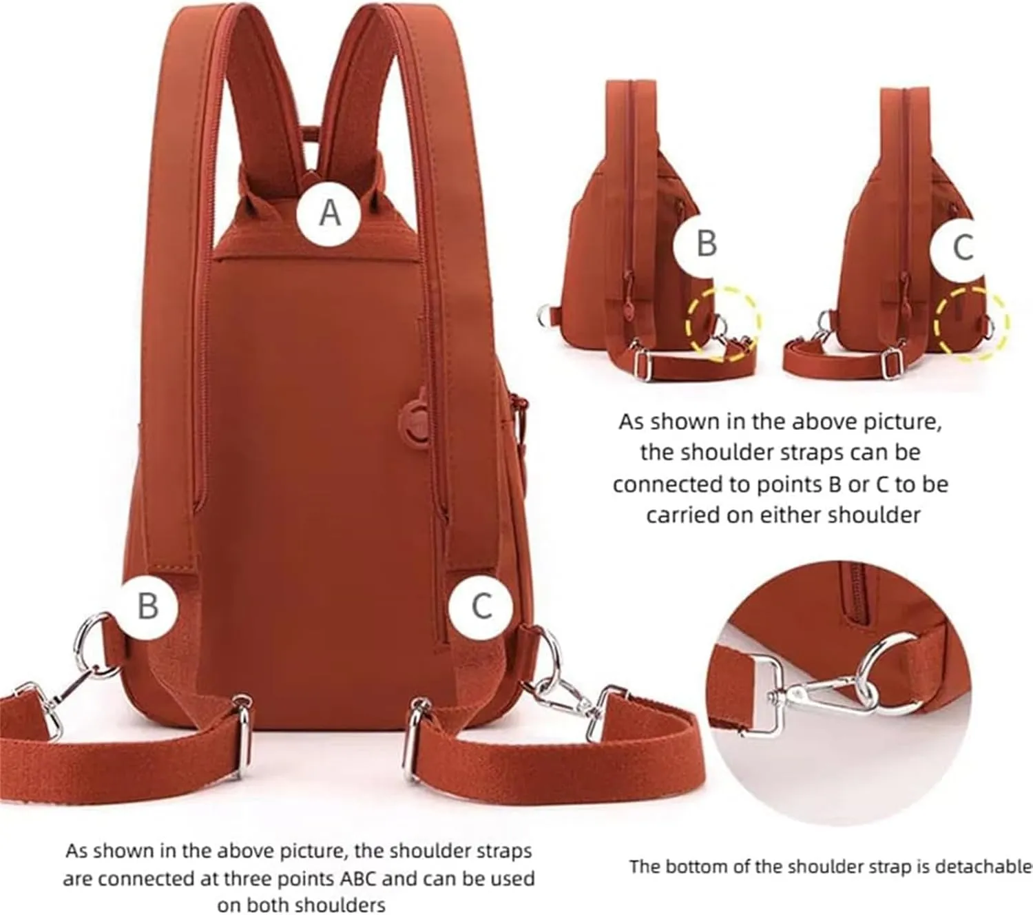 2025 Backpack Chest Bag Double Zipper Large Capacity,Adjustable Shoulder Strap Multi-layer Waterproof Oxford Fabric (Light Khaki)