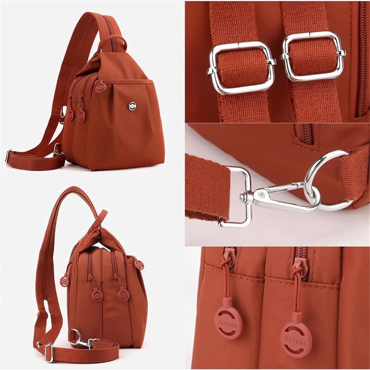 2025 Backpack Chest Bag Double Zipper Large Capacity,Adjustable Shoulder Strap Multi-layer Waterproof Oxford Fabric (Light Khaki)