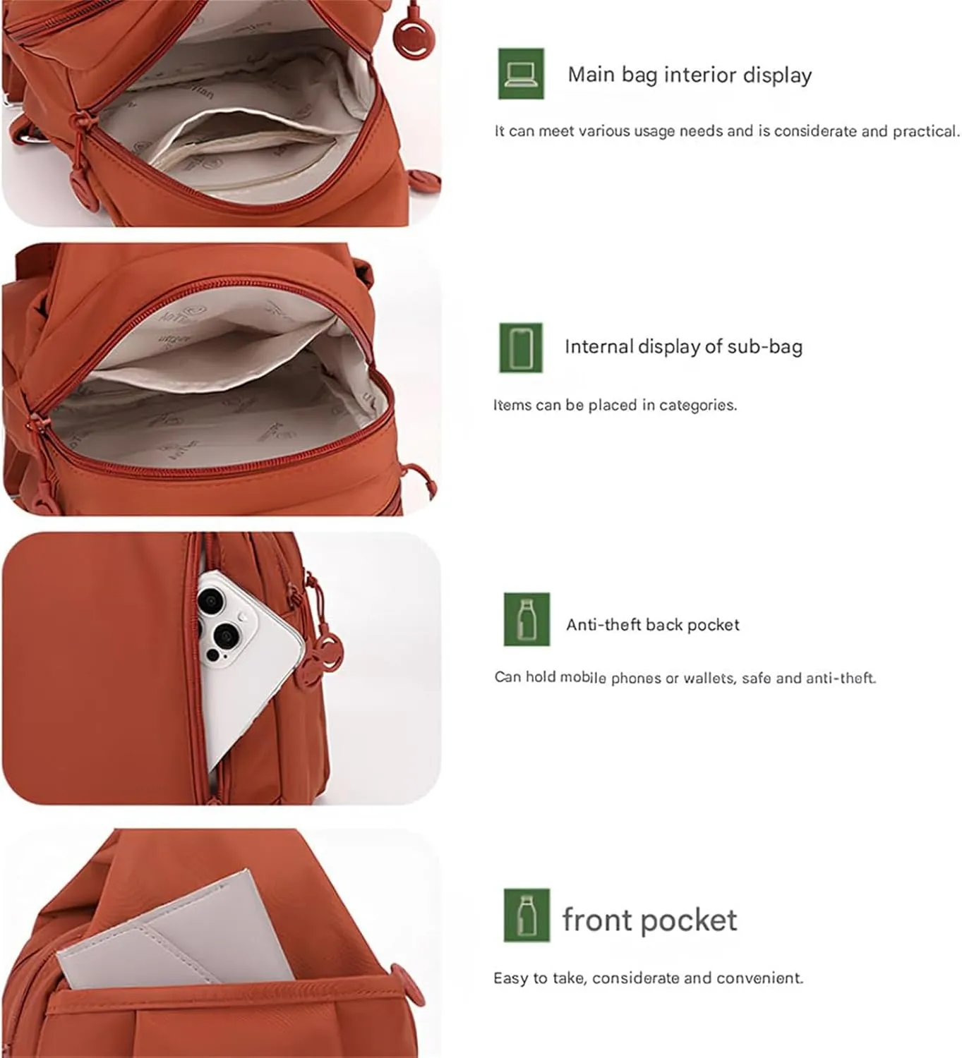 2025 Backpack Chest Bag Double Zipper Large Capacity,Adjustable Shoulder Strap Multi-layer Waterproof Oxford Fabric (Light Khaki)