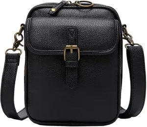 2025 Upgraded Vintage Double - Layer Leather Crossbody Bag: Multi - Compartment, Large Capacity Messenger Purse with Buckle