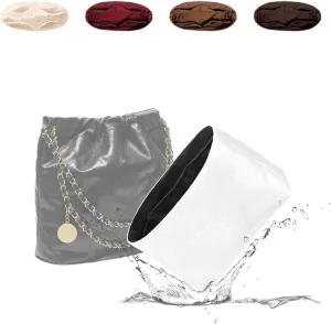 22 Bag Organizer Insert, Lightweight Bag Insert Compatible with Chanel 22, Waterproof Surface and Silky Satin Lining (Black, Small)