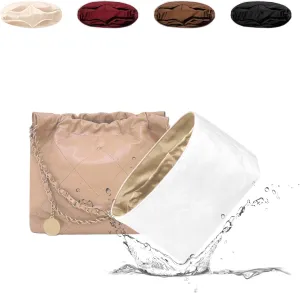 22 Bag Organizer Insert, Lightweight Bag Insert Compatible with Chanel 22, Waterproof Surface and Silky Satin Lining (Chai, Small)