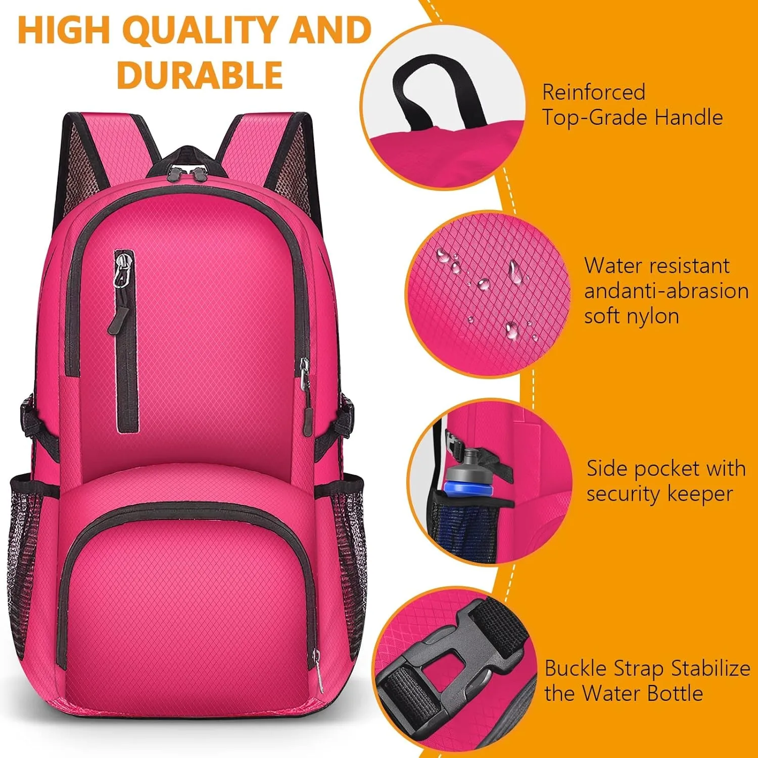 26L Hiking Backpack, Foldable Sports Daypack Camping Gear Travel Must Haves Outdoor for Women Men