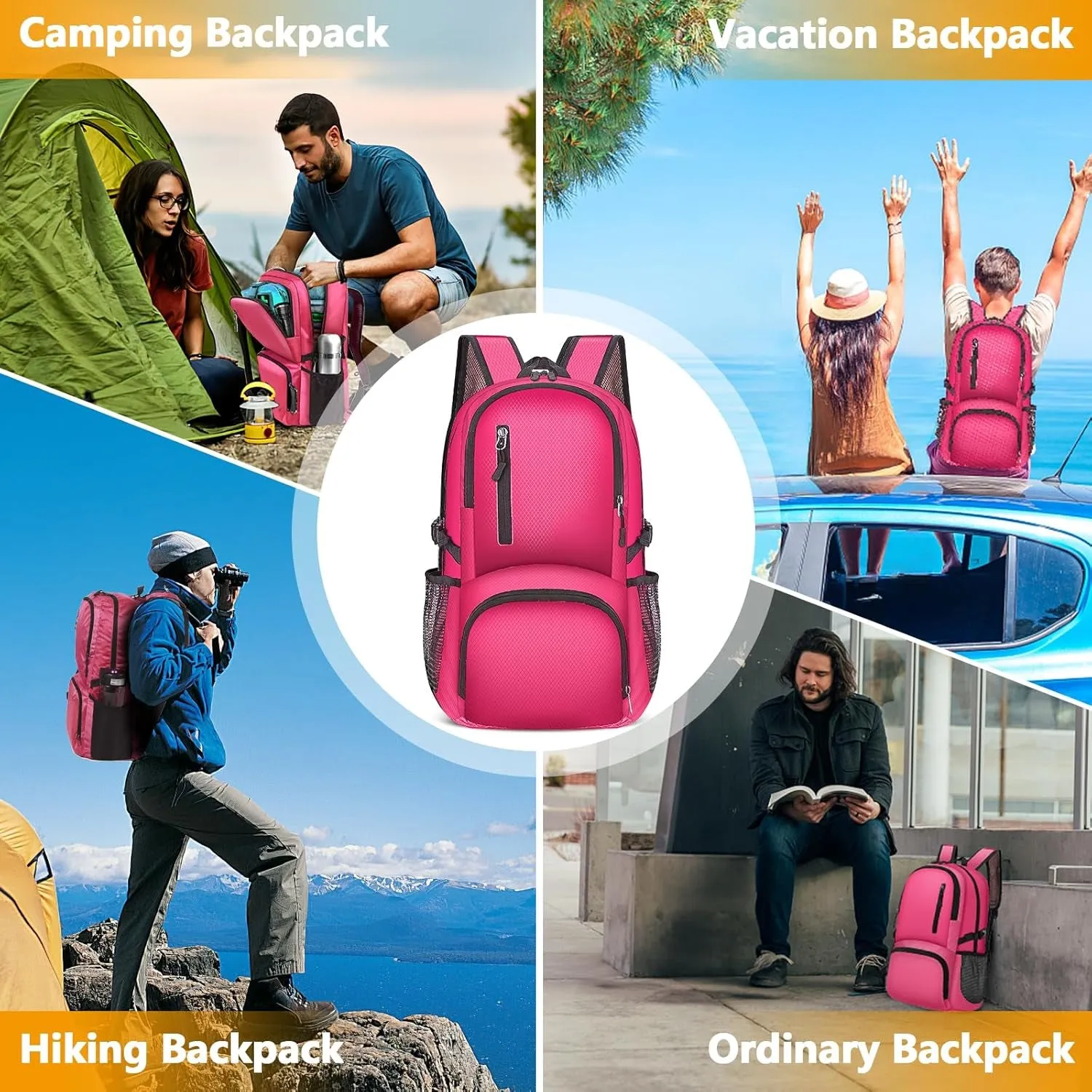 26L Hiking Backpack, Foldable Sports Daypack Camping Gear Travel Must Haves Outdoor for Women Men