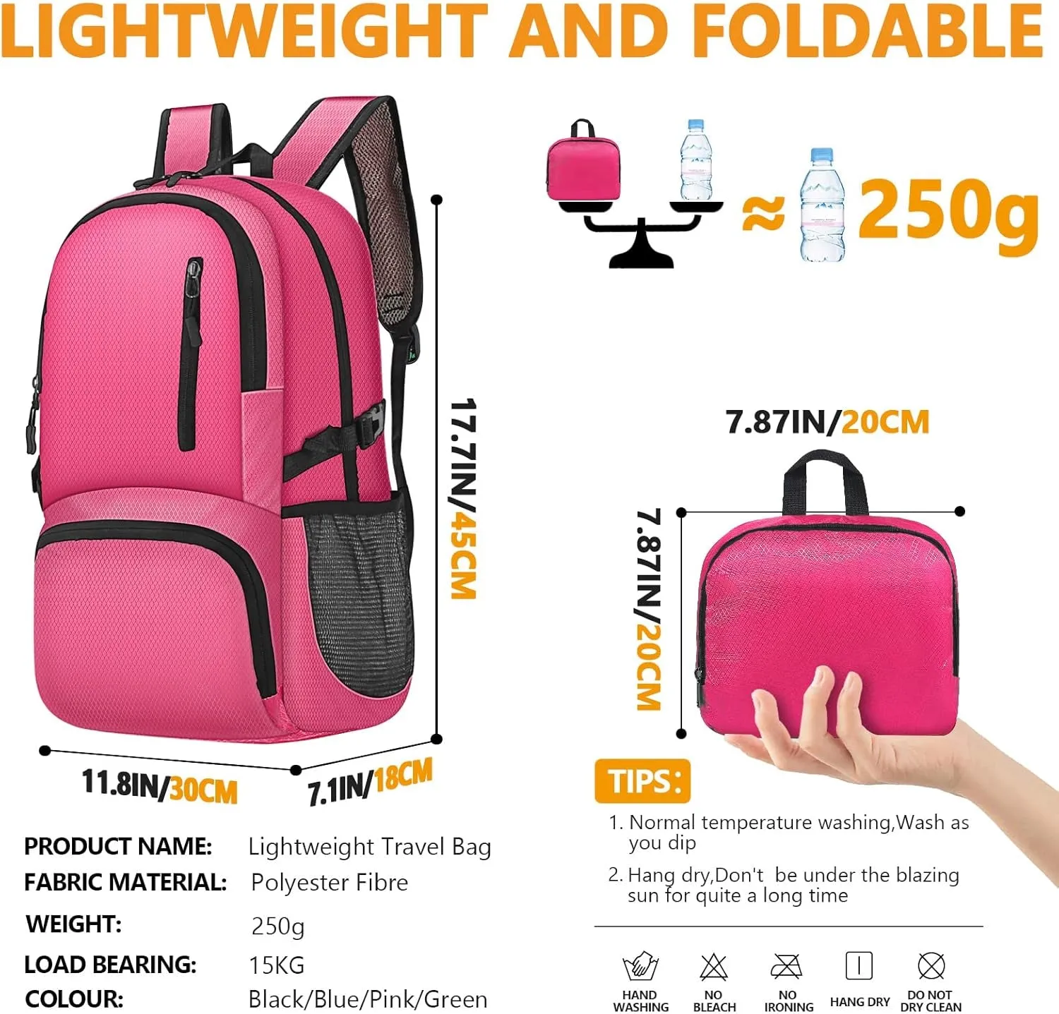 26L Hiking Backpack, Foldable Sports Daypack Camping Gear Travel Must Haves Outdoor for Women Men