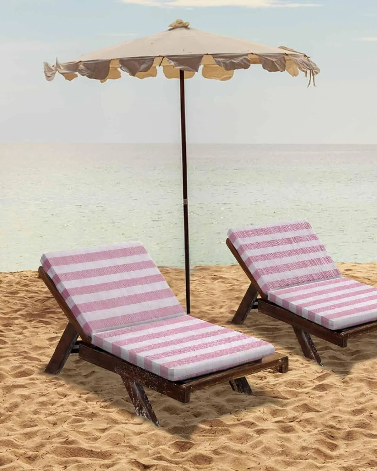 2PCS Patio Outdoor Cushion Covers Retro Pink Stripes Sofa Couch Seat Chair Slipcovers for Garden, Classic Lines Linen Waterproof Cushion Cover Replacement Furniture Protector