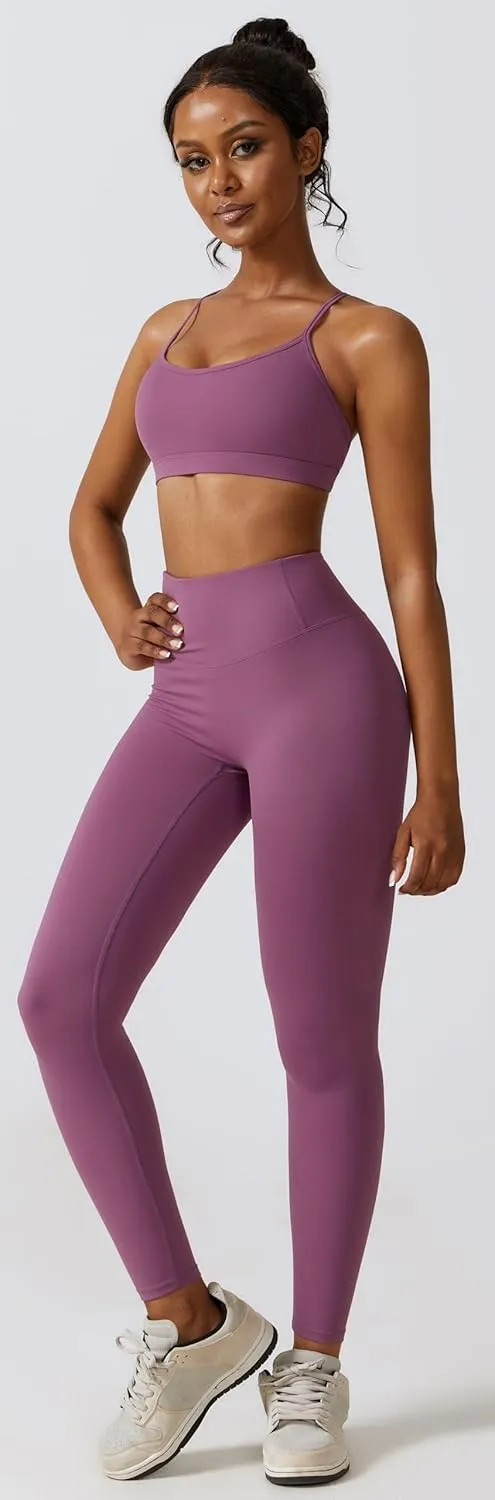 3 Piece Women Workout Set Sports Bra Crop Top Jacket with Thumb Holes Tummy Control High Waist Leggings