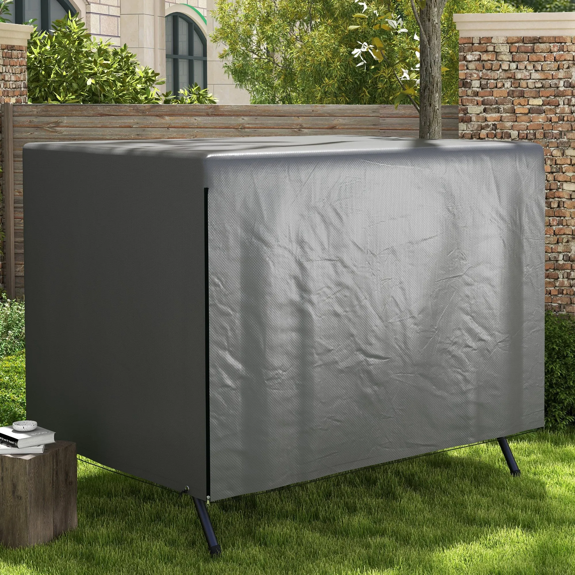 3-Seater Patio Swing Cover, Outdoor Garden Furniture Protection Hammock Glider Cover, 85" x 61" x 59", Dark