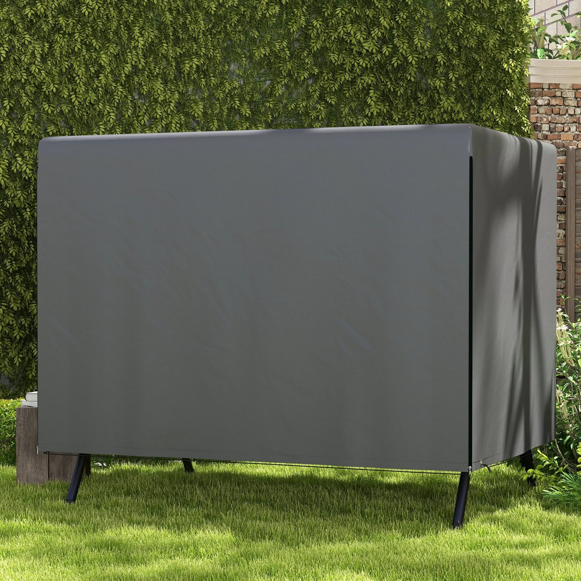 3-Seater Patio Swing Cover, Outdoor Garden Furniture Protection Hammock Glider Cover, 85" x 61" x 59", Dark