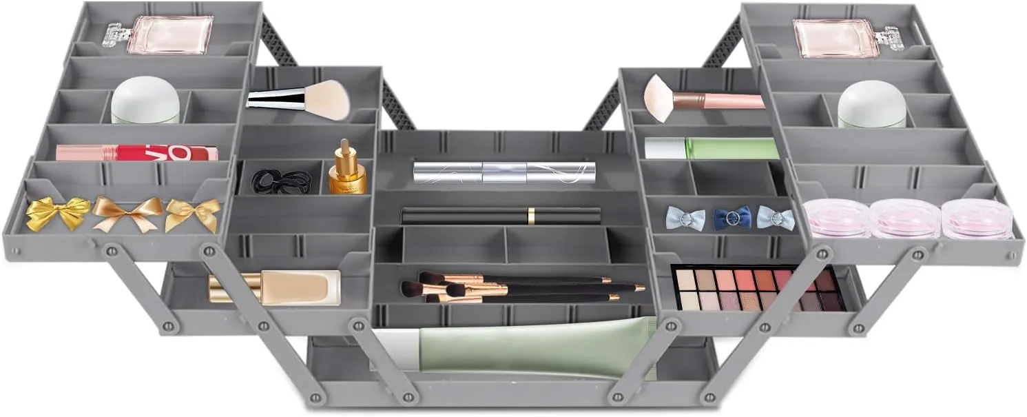 3-Tier Expandable Drawer Organizer, Multi Level Smart Drawer Organizer for Makeup, Jewelry, Office Supplies, 12.4 x 10 x 2.8 Inches (Double row)