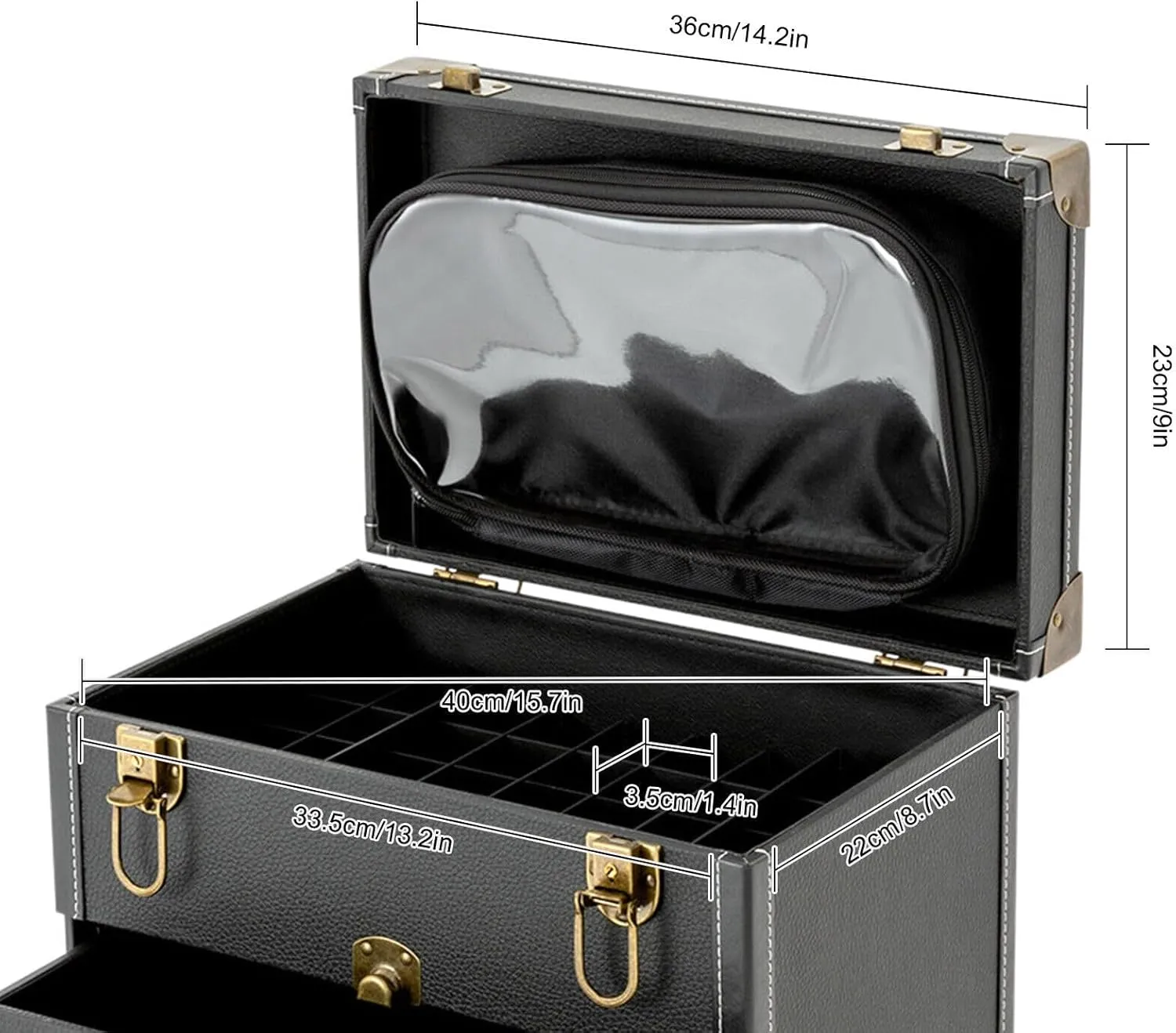 3-Tiers Portable Rolling Makeup Train Case Salon Cosmetic Trolley Organizer Box Cosmetics Storage Organizer Make up Case for Travel Makeup/Nail Art/Hair Styling