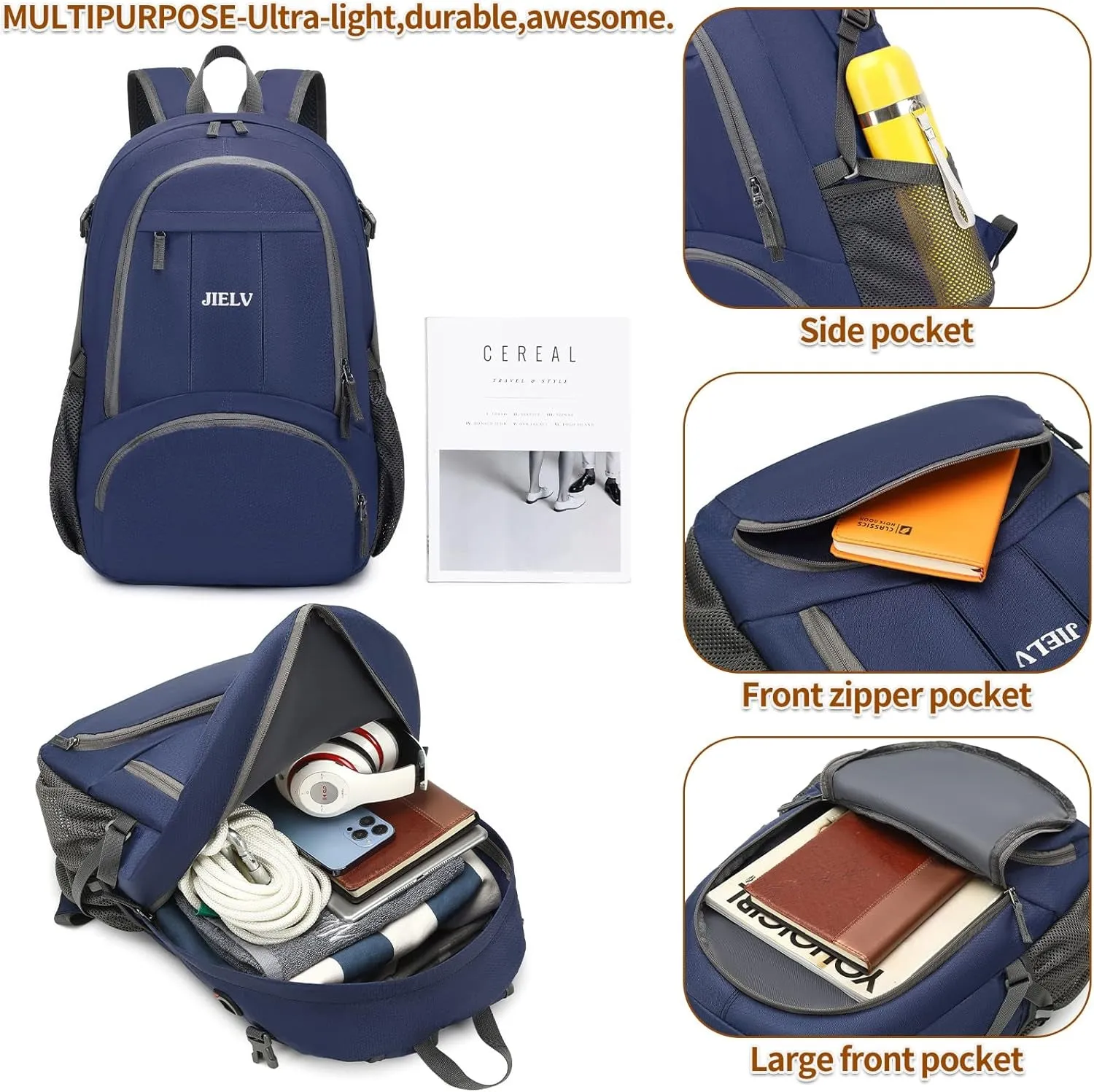 30L Lightweight Packable Backpack Small Foldable Hiking Backpack Waterproof Daypack Travel Camping Outdoor for Women Men Valentines Day Gifts(Blue)