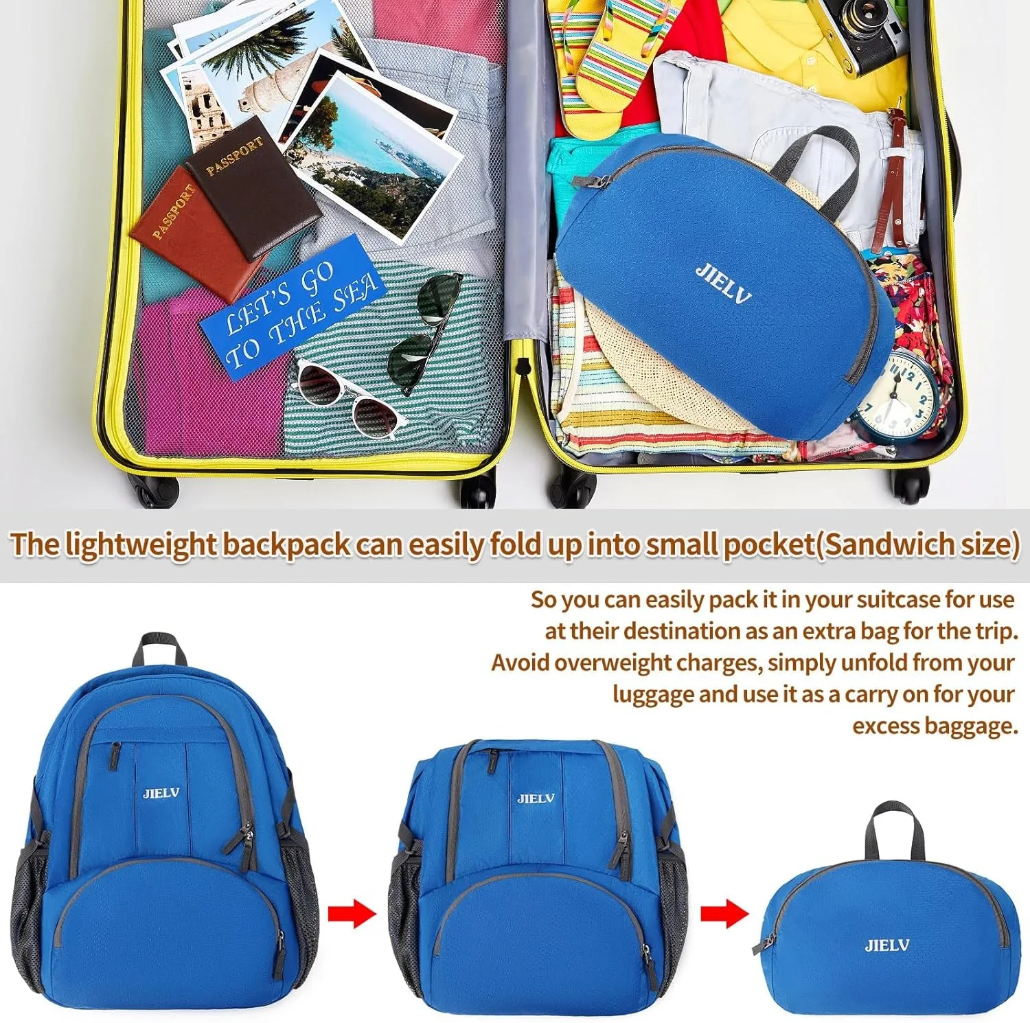 30L Lightweight Packable Backpack Small Foldable Hiking Backpack Waterproof Daypack Travel Camping Outdoor for Women Men Valentines Day Gifts(Lgiht Blue)