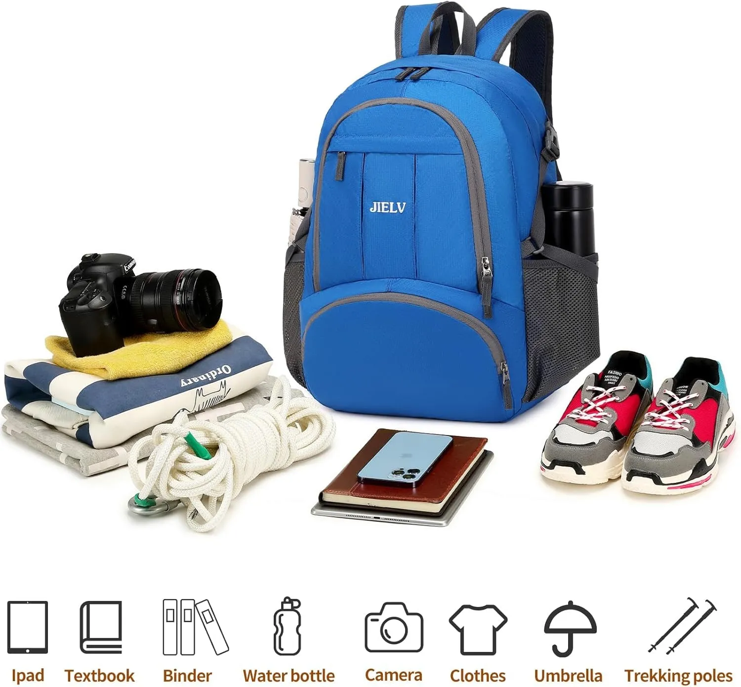 30L Lightweight Packable Backpack Small Foldable Hiking Backpack Waterproof Daypack Travel Camping Outdoor for Women Men Valentines Day Gifts(Lgiht Blue)