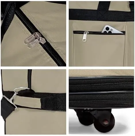 30" Duffle Bag Expandable Rolling Lightweight Wheeled Spinner Suitcase Luggage (2 Pack) for Travel and Storage (Khaki)