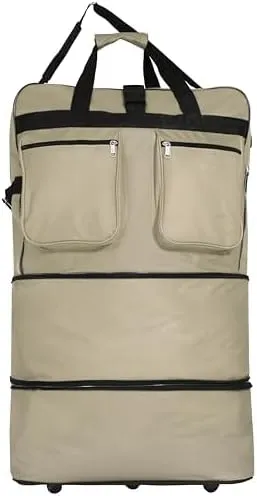30" Duffle Bag Expandable Rolling Lightweight Wheeled Spinner Suitcase Luggage (2 Pack) for Travel and Storage (Khaki)