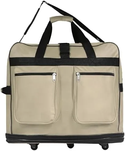 30" Duffle Bag Expandable Rolling Lightweight Wheeled Spinner Suitcase Luggage (2 Pack) for Travel and Storage (Khaki)