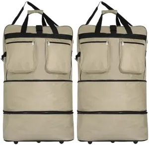 30" Duffle Bag Expandable Rolling Lightweight Wheeled Spinner Suitcase Luggage (2 Pack) for Travel and Storage (Khaki)