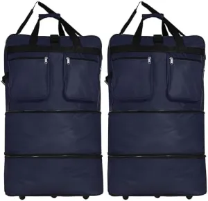 30" Duffle Bag Expandable Rolling Lightweight Wheeled Spinner Suitcase Luggage (2 Pack) for Travel and Storage (Navy Blue)