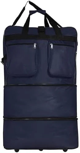 30" Duffle Bag Expandable Rolling Lightweight Wheeled Spinner Suitcase Luggage (2 Pack) for Travel and Storage (Navy Blue)