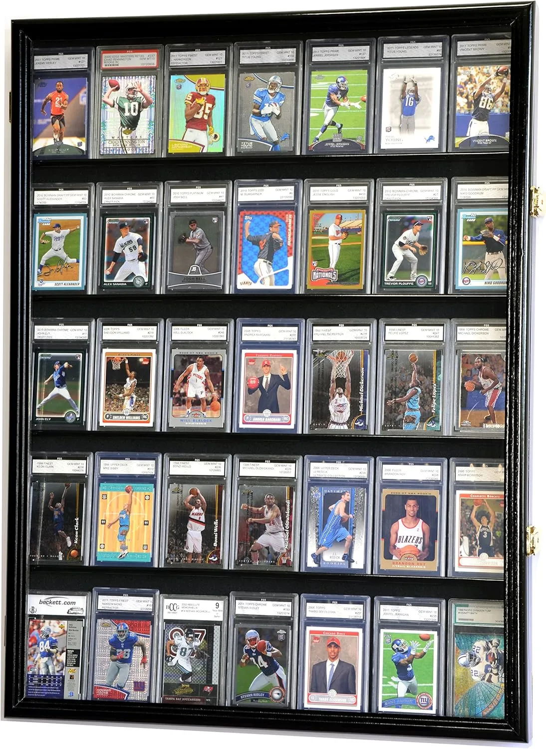 35 Graded Sport Cards/Collectible Card Display Case Wall Cabinet w/98% UV Door, Lockable
