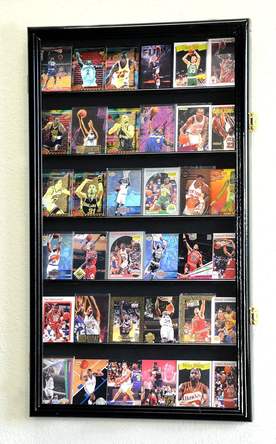 36 Sport Cards Collectible Card Display Case Cabinet Holder Wall Rack 98% UV, Lockable