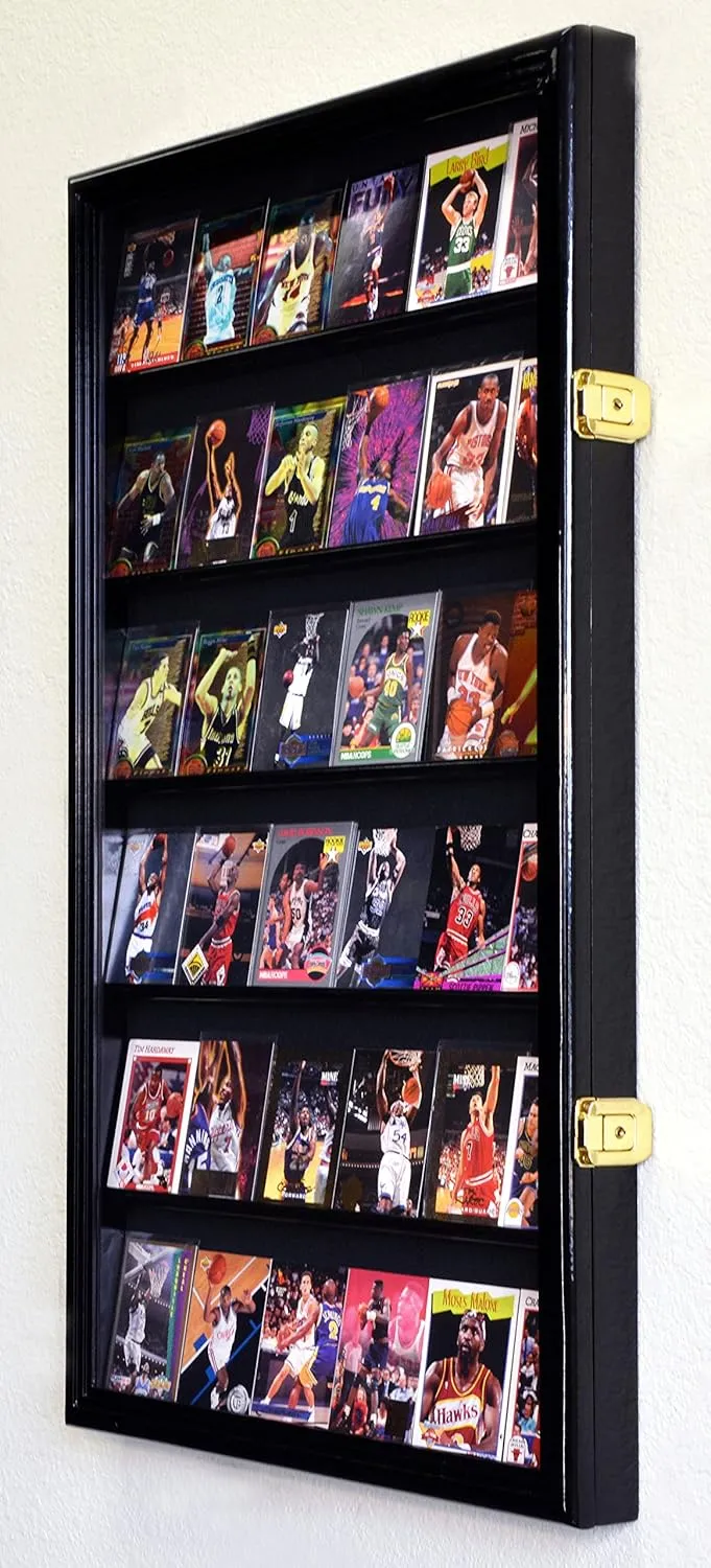 36 Sport Cards Collectible Card Display Case Cabinet Holder Wall Rack 98% UV, Lockable