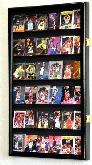 36 Sport Cards Collectible Card Display Case Cabinet Holder Wall Rack 98% UV, Lockable