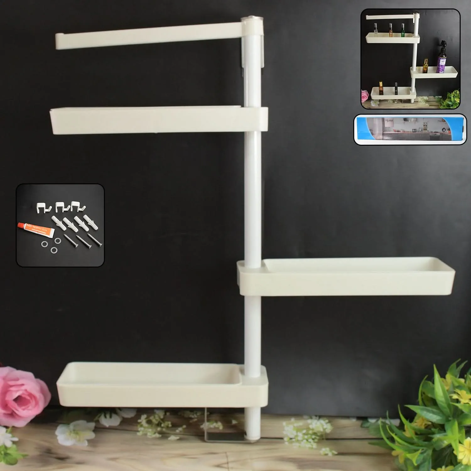 360° Rotating Adjustable Kitchen Storage Rack – Multipurpose Organizer