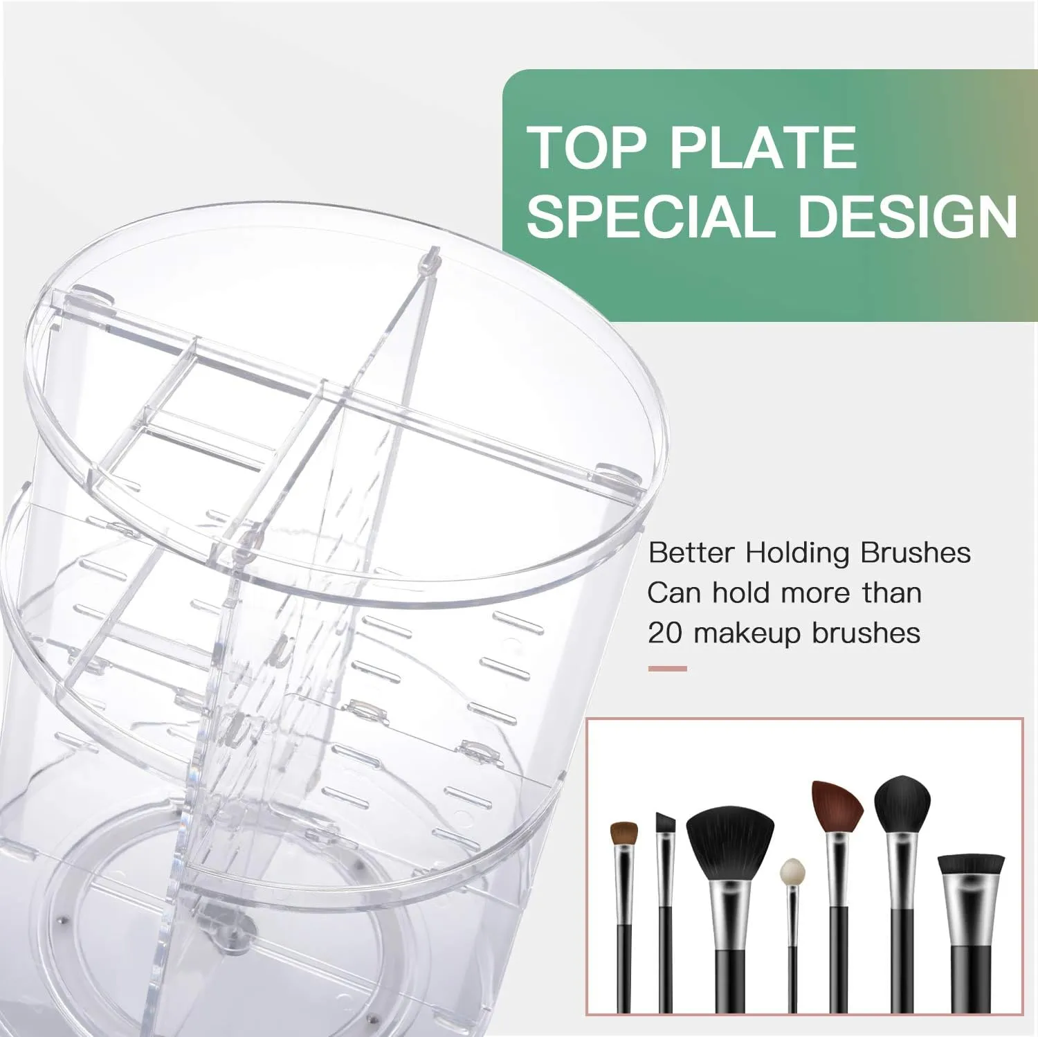 360 Rotating Makeup Organizer,DIY Adjustable Spinning Holder,Foldable Cosmetic Storage Display box,Large Capacity Make up Caddy Shelf,Fits Countertop Vanity and Bathroom (CLEAR)