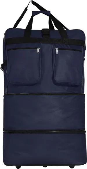 36" Expandable Duffle Bag (Lightweight) Rolling Wheeled Spinner Suitcase Luggage for Travel and Storage (Navy Blue)
