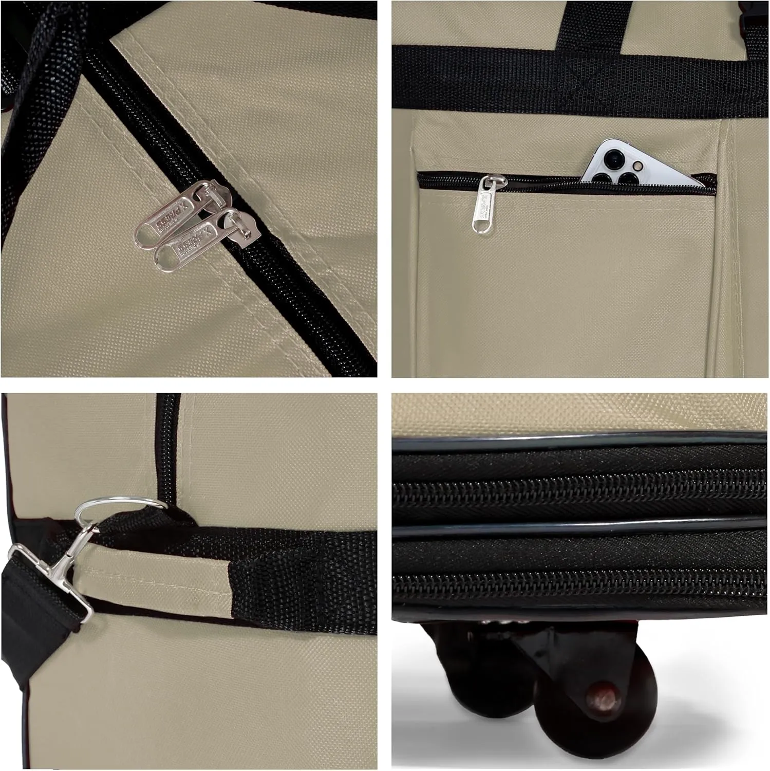 36"" Expandable Duffle Bag (Lightweight) Rolling Wheeled Spinner Suitcase Luggage for Travel and Storage, Khaki, Wheelbag36