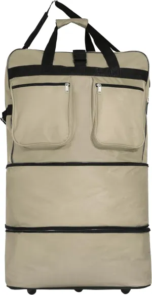 36"" Expandable Duffle Bag (Lightweight) Rolling Wheeled Spinner Suitcase Luggage for Travel and Storage, Khaki, Wheelbag36