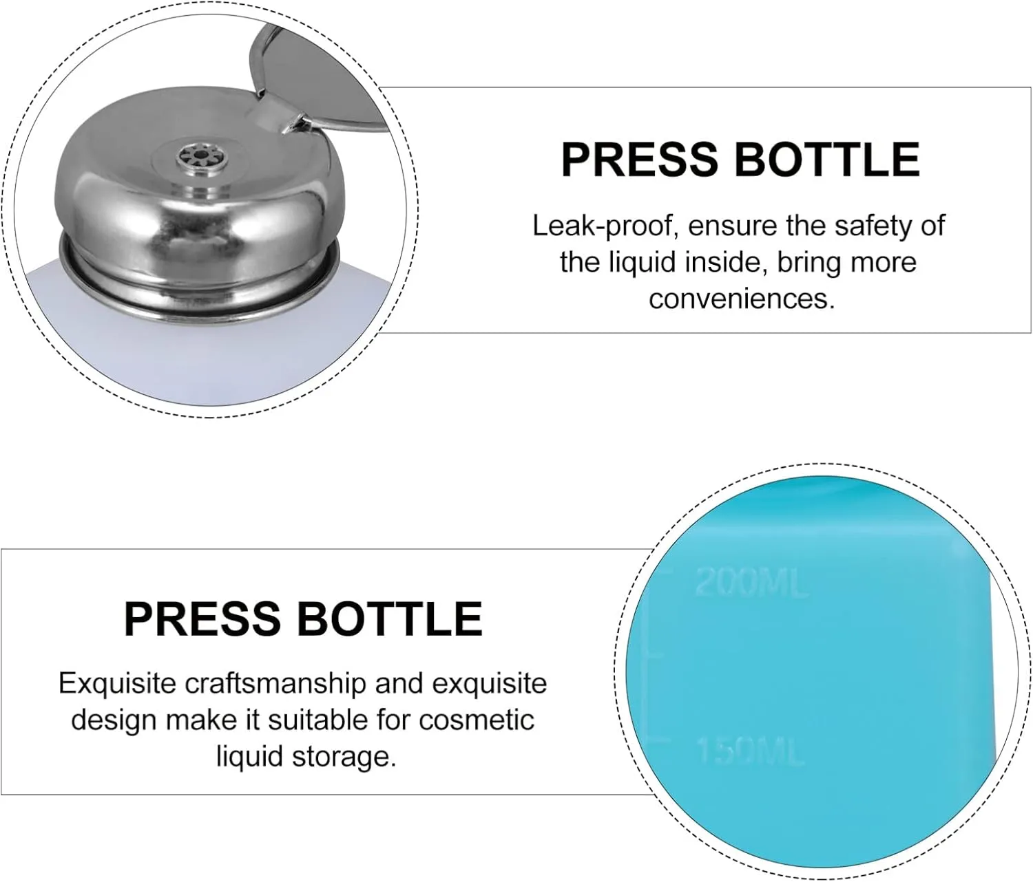 3pcs Push Down Pump Bottles Nail Polish Remover Makeup Remover Refillable Dispenser Flip Cap Empty Lockable Press Bottles Liquids