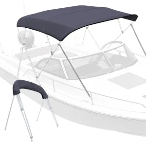 4 Bow Bimini Top Replacement Cover with Storage Boot, 600D Marine Grade Waterproof Sun Shade Boat Canopy, Easy Install Zipper Sleeves Boat Awning, Without Frame, Black (4 Bow 8‘L 91''-96''W)