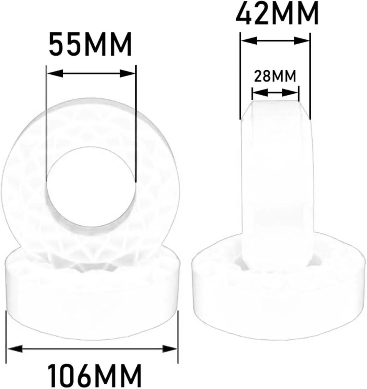 4 Pack of Foam Tire Inserts, Designed for 1/10 Scale RC Crawler Vehicles, Blue