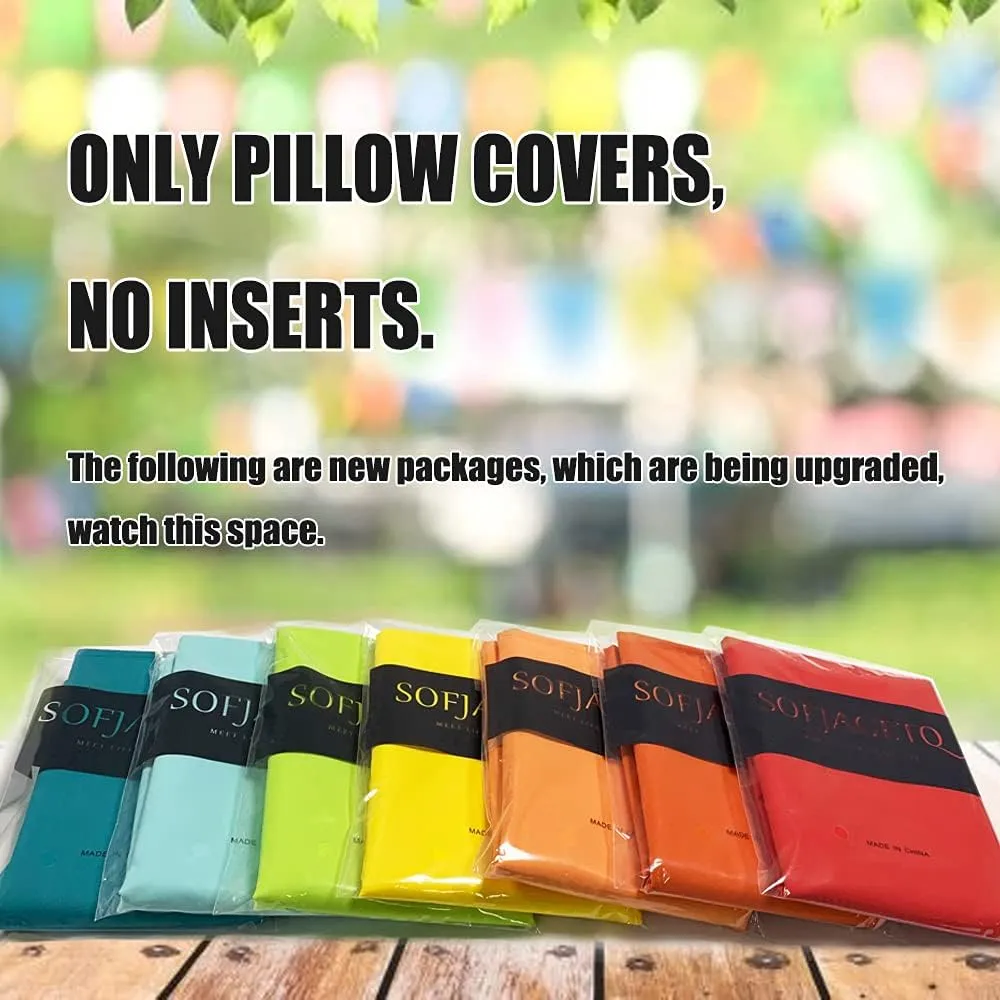 4 PCs Light Blue Outdoor Waterproof Throw Pillow Covers, Square Pillowcases Modern Cushion Cases for Patio Couch, Bench, Patio Furniture, Water-Resistant Pillow Covers,18 x 18 Inch
