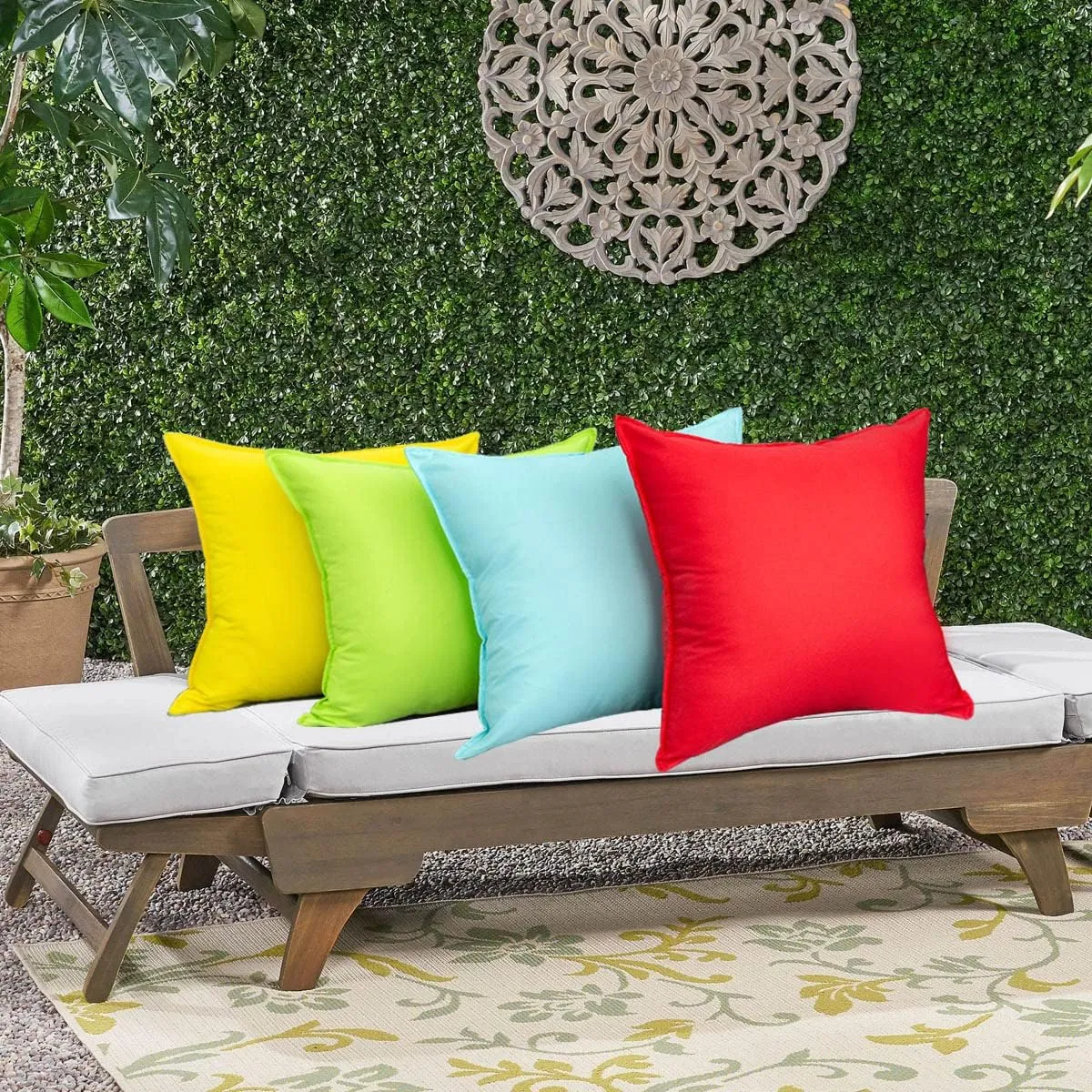 4 PCs Light Blue Outdoor Waterproof Throw Pillow Covers, Square Pillowcases Modern Cushion Cases for Patio Couch, Bench, Patio Furniture, Water-Resistant Pillow Covers,18 x 18 Inch