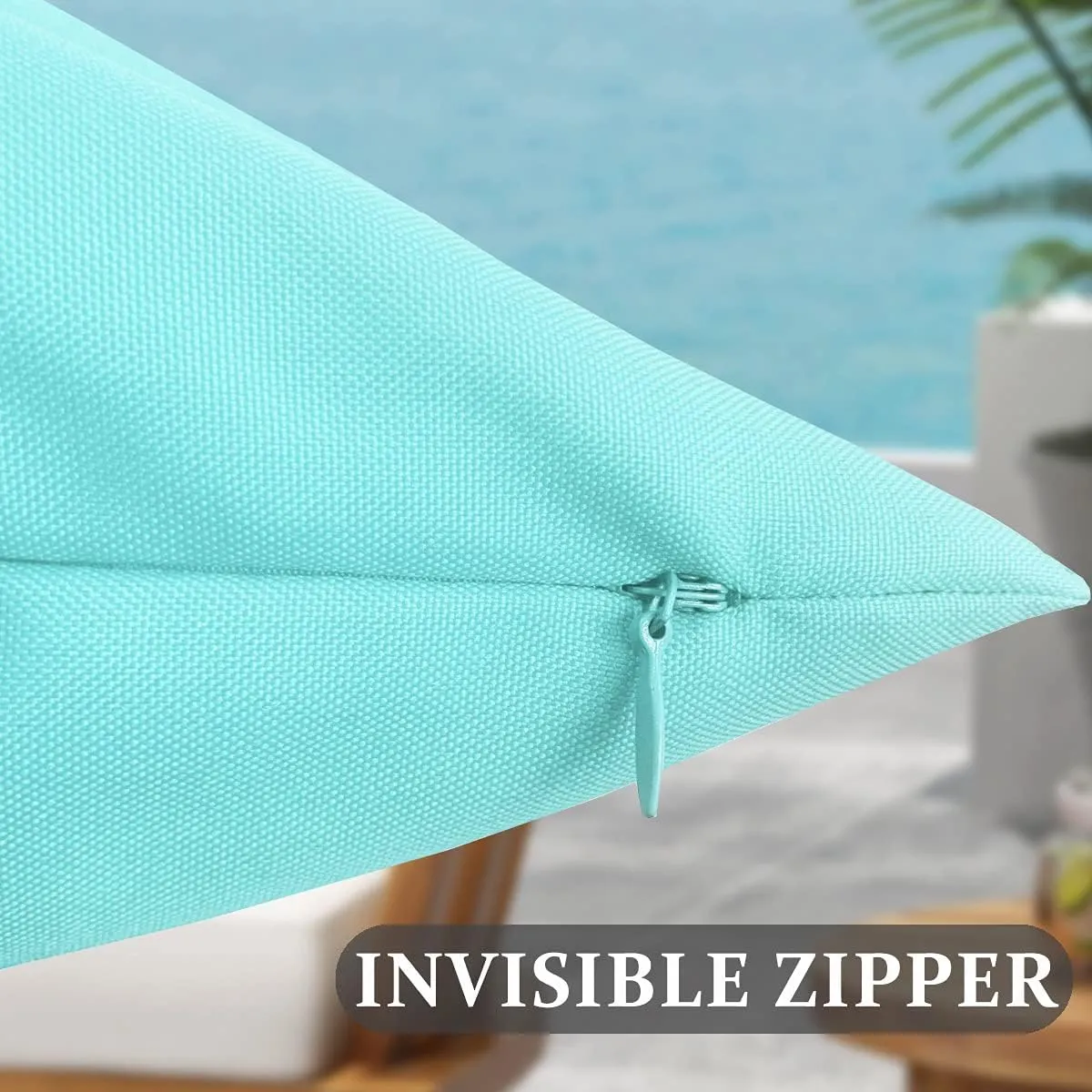 4 PCs Light Blue Outdoor Waterproof Throw Pillow Covers, Square Pillowcases Modern Cushion Cases for Patio Couch, Bench, Patio Furniture, Water-Resistant Pillow Covers,18 x 18 Inch