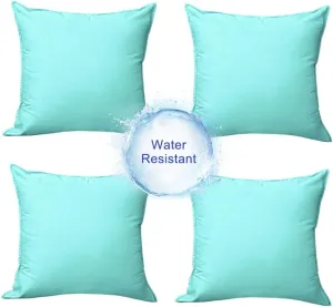 4 PCs Light Blue Outdoor Waterproof Throw Pillow Covers, Square Pillowcases Modern Cushion Cases for Patio Couch, Bench, Patio Furniture, Water-Resistant Pillow Covers,18 x 18 Inch