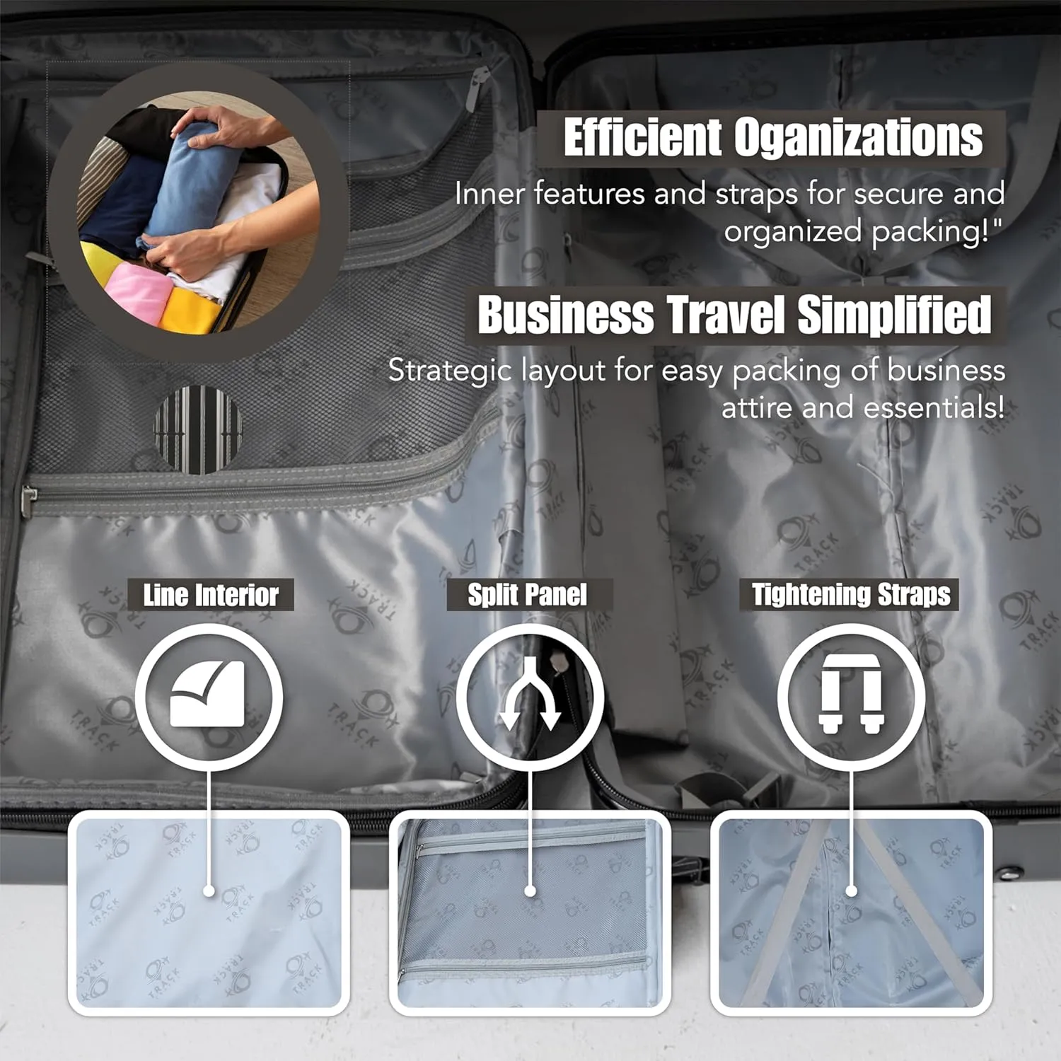 4 Piece Luggage Set ABS PC Expandable Hardshell TSA Lock Aluminum Trolley Spinner Wheels (Dark Grey, 4 Piece Set)